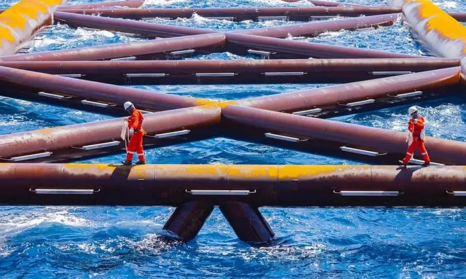 本次安装采用滑移下水技术，将导管架从“海洋石油229”船平稳滑入大海。作业团队调配国内最大海洋油气工程起重船“蓝鲸7500”，利用先进定位系统和导管架注水技术，实时精准调整导管架位置和姿态，最终实现扶正坐底并精准就位。